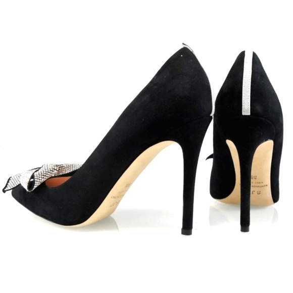 NIB$545 SJP by Sarah Jessica Parker Crystal-Embellished Bow Suede Pumps 38.5 8 - Picture 11 of 15
